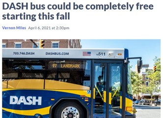 Headline reading "DASH bus could be completely free starting this fall" with image of DASH bus.