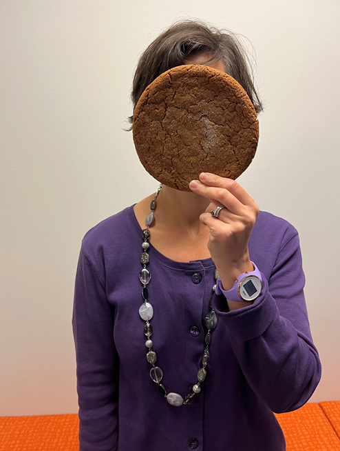 A very large cookie during a company-wide snack brea